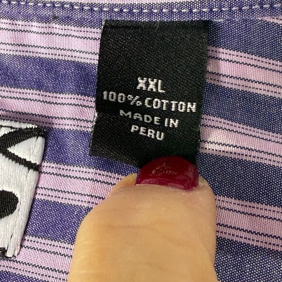 Saks Fifth Avenue Black Label XXL Long Sleeve Button Down Purple Striped 2/$50 - Picture 8 of 10
